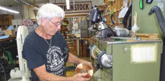 Tigard Cobbler Calls it Quits, Looks to Pass on Legacy Don Myers operates a jack sander using a 24-grit carbide wheel in his Tigard shoe repair shop. Photos by Barbara Sherman.