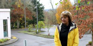 From her front yard, Danice Tombleson can see the proposed site of the Along-Side Senior Center Housing Project.