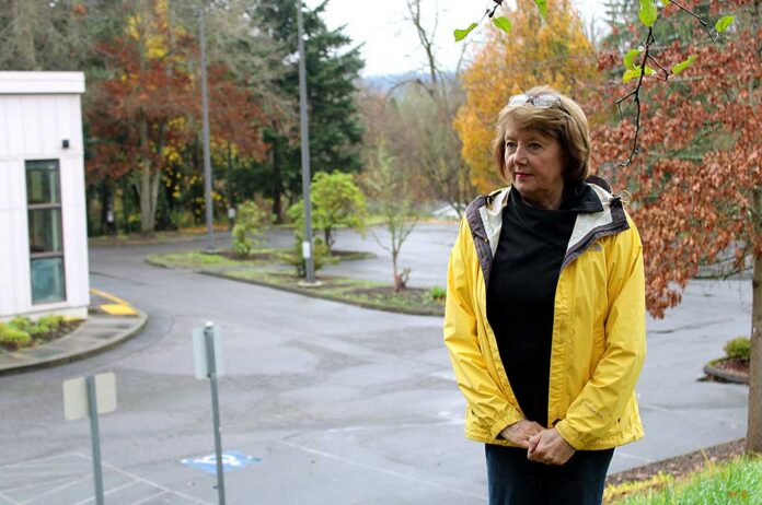 From her front yard, Danice Tombleson can see the proposed site of the Along-Side Senior Center Housing Project.