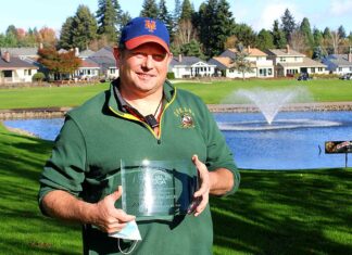 Summerfield golf superintendent wins statewide award Zach Palmer, who just started on the job June 1, holds his glass plaque for winning the Oregon Golf Association’s superintendent of the year award.