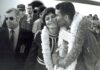 Apollo 13 lunar module pilot Fred W. Haise Jr. greets his wife Mary with a kiss shortly after the Apollo 13 crew and their wives were reunited at Hickam Air Force Base, Hawaii.