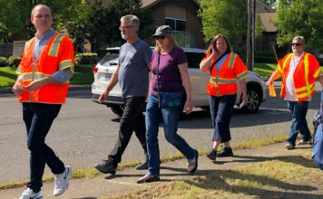 City of Tigard and ODOT walk of Hall Blvd in search of solutions to road problems