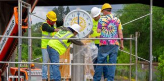 Tigard Rotary Clubs come together to add chimes to Rotary Plaza Clock, seek input from community and local business