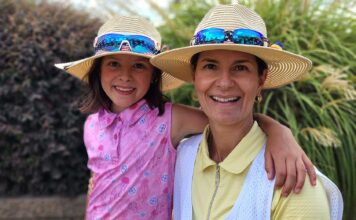 Tiny Tigard golf phenom is acing competitions around the U.S. Athena Dehen and her mom Claudia Ciobanu pose for a photo at the Drive Chip Putt skills challenge at the Home Course in Washington.