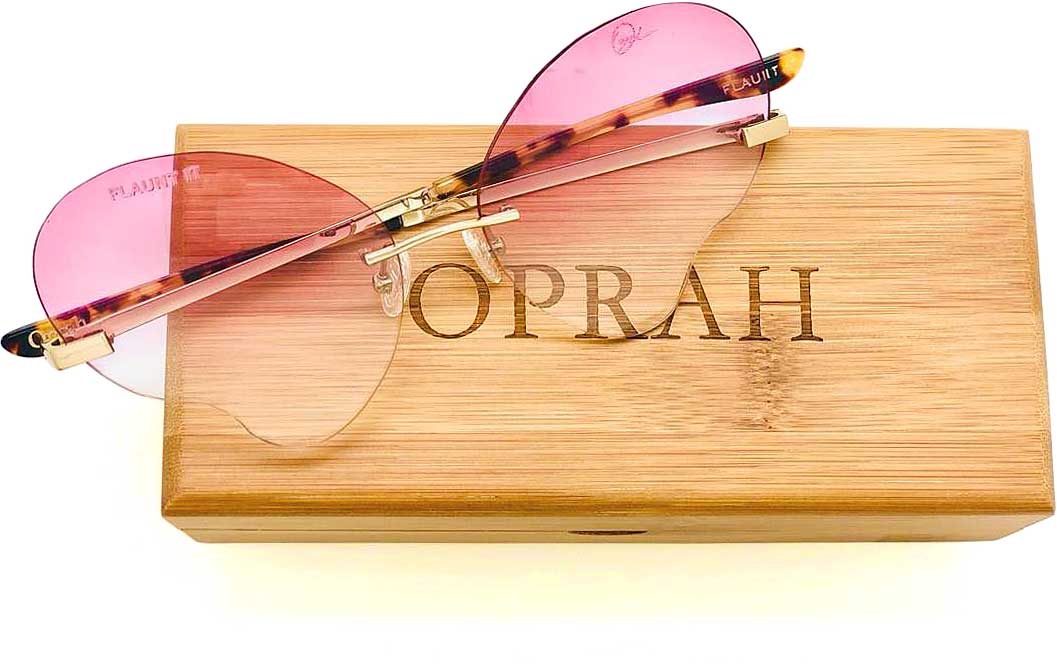Vu rarely meets his eyewear’s most famous faces. The sunglasses pictured here were gifted to Oprah Winfrey by a friend who ordered them from Vu as a birthday present. 