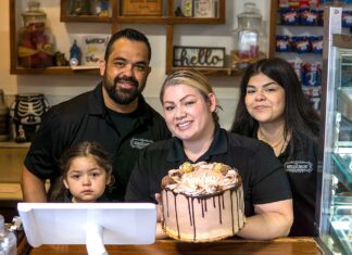 Mom and pop bakeshop Good Cake Bakery rises from deep, delicious lineage Edgar Contreras and Jay Burton with their children Dannale (3) and Ludwika (13).
