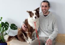Dr. Saum Hadi shares a seat with his border collie Ralf in the waiting room of Nimbus Pet Hospital, which Hadi and his wife opened April 3 to many new four-legged patients coming in the door.