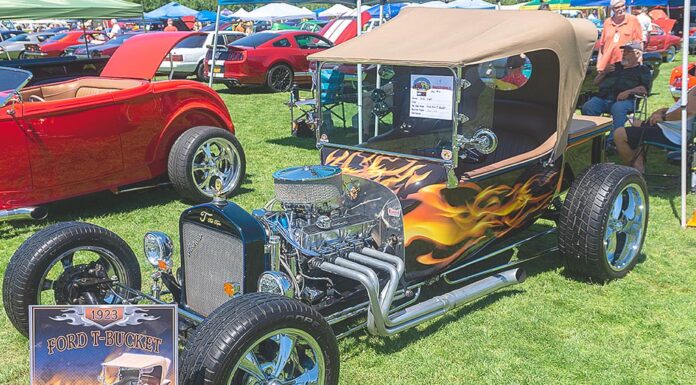 The man behind Landmark Ford has a generous heart Rick Cram’s 1923 Ford T Bucket at the 2022 Tigard Festival of Cars.