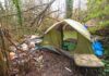 A camp along Fanno Creek. This area has been the source of numerous complaints from local residents concerned about the increase in homelessness in the city.