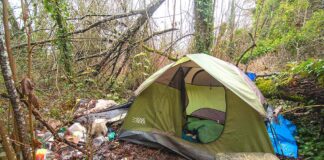 New ordinance regulates houseless camping, limiting hours and areas A camp along Fanno Creek. This area has been the source of numerous complaints from local residents concerned about the increase in homelessness in the city.