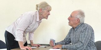 Mask and Mirror Community Theatre presents The Gin Game Castmembers Kathleen Silloway as Fonsia Dorsey and Marc Berezin as Weller Martin