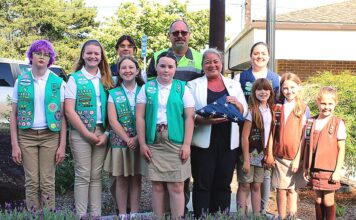 Girls Scouts retire King City City Hall flag along with others