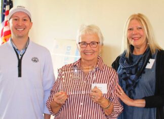 Summerfield wins OGA Member Club of the Year Award Following the Summerfield Women’s Golf Club’s fall luncheon, Ryan Melnychuk (left), OGA director of membership and outreach, posed with Mary Kerns (center), the club’s handicap chair who submitted the application, and Barbara Kelley (right), who chaired the club’s Caring Closet fundraiser for the past three years. Barbara Sherman/Tigard Life