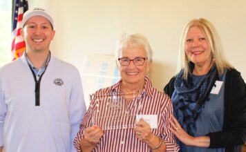 Summerfield wins OGA Member Club of the Year Award Following the Summerfield Women’s Golf Club’s fall luncheon, Ryan Melnychuk (left), OGA director of membership and outreach, posed with Mary Kerns (center), the club’s handicap chair who submitted the application, and Barbara Kelley (right), who chaired the club’s Caring Closet fundraiser for the past three years. Barbara Sherman/Tigard Life