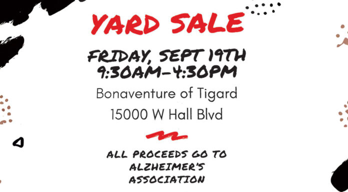 Bonaventure of Tigard to Host Yard Sale Fundraiser for the Alzheimer’s Association