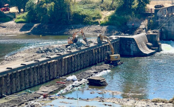 Southern Oregon dam operators face intensifying legal battles after 2023 lamprey killing The 135-year-old Winchester Dam near Roseburg underwent repairs from August to early September 2023 that led to water contamination and the death of more than half-a-million Pacific lamprey. State agencies have fined the dam operators tens of millions of dollars, which the operators are attempting to appeal (Photo by Kirk Blaine/Native Fish Society)