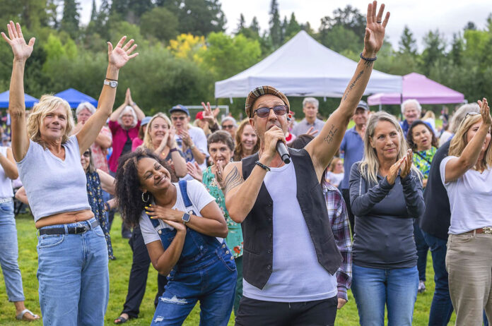Musical act Hit Machine playing at Cook Family Park as part of the Tigard Park and Rec Recreation Program’s 2025 Concert in the Parks series.