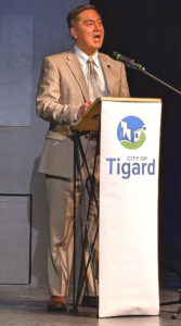 Speaking at the city if Tigard's State of Our City Event, Mayor Yi-Kang Hu emphasized the importance of a proposed project to build a joint facility for the city's police and public works departments. 