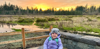 A Walk with David Quammen Stephen Alexander’s daughter, Morgan, takes in the sunset at Cook Park, a beautiful place to learn about science writing.