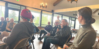 A back and forth between seniors: Tigard High School Seniors relate to Senior Citizens Many participating Summerfield residents recounted stories about Portland’s population surge in the 1950s on March 15, 2026. Jackson Kimball/Tigard Life