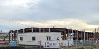 Contract Furnishings Mart jumps 72nd Avenue Construction progresses on Contract Furnishings Mart's new Tigard showroom and headquarters in April 2026. The new site is located next to the Fough and Co. facility.