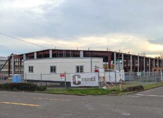 Contract Furnishings Mart jumps 72nd Avenue Construction progresses on Contract Furnishings Mart's new Tigard showroom and headquarters in April 2026. The new site is located next to the Fough and Co. facility.