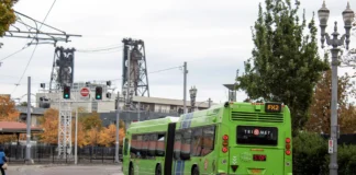 Oregon voters overwhelmingly rejecting hikes to gas tax and vehicle fees TriMet bus in Portland, Oregon