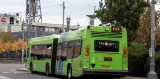 Oregon voters overwhelmingly rejecting hikes to gas tax and vehicle fees TriMet bus in Portland, Oregon