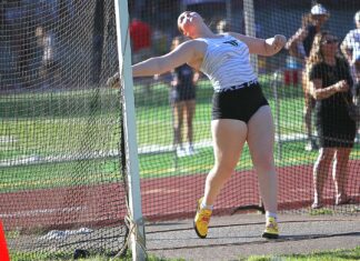 Tigard thrower closes out high school career with fourth straight state title Tigard senior Marissa Johnson competes in discus at the Three Rivers League en route to winning her fourth straight state title in the event, this one coming just three months after surgery for a torn labrum.