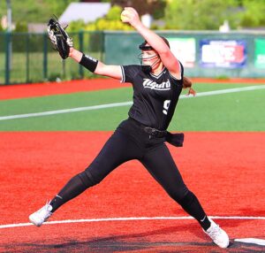 Tigard's Brooklyn Robinson, seen in an early season game, pitched a complete game and hit a go-ahead homer in the top of the seventh to lead Tigard to a first-round playoff win. 