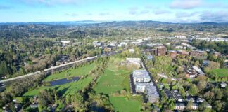 ‘Shovel-Ready’ Tigard trail project at risk after Metro shifts funding mid-stream An aerial shot of the proposed Ash Creek Nature Link path, which would connect the Metzger area to Washington Square and the regional Fanno Creek Trail, while adding an overpass over Highway 217.