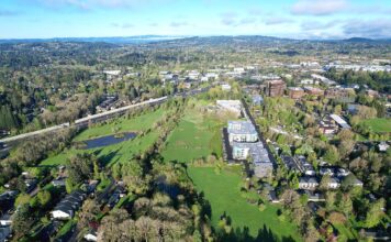 ‘Shovel-Ready’ Tigard trail project at risk after Metro shifts funding mid-stream An aerial shot of the proposed Ash Creek Nature Link path, which would connect the Metzger area to Washington Square and the regional Fanno Creek Trail, while adding an overpass over Highway 217.
