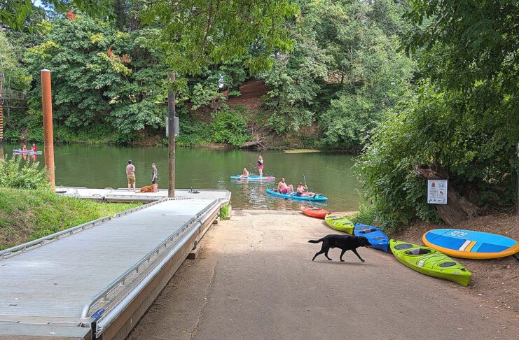 Tigard Kicks Off Construction on New Dock at Cook Park Cook Park’s current boat ramp and the recently installed boarding dock host a mix of kayakers, anglers, and visitors on a busy summer day. Construction is now underway to add a new ADA-accessible dock, which will supplement the existing infrastructure to improve river access for all abilities and help reduce weekend congestion.