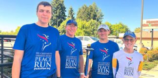 Peace Run Passes Through Tigard Teammates on the Sri Chinmoy Oneness-Home Peace Run ended their June 20 run from Otis, Oregon to Tigard at the Natural Grocers on Pacific Highway.