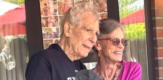 WWII Vet celebrates 100 years of Friendships, Family, Adventures Al McFarling with a friend