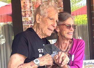 WWII Vet celebrates 100 years of Friendships, Family, Adventures Al McFarling with a friend