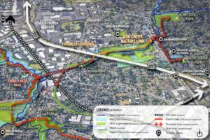 A complete map of the nature link shows plans to eventually cross Highway 217 and join the Fanno Creek regional trail.