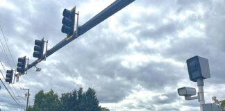 Tigard Traffic Cameras Show Results – and Challenges Traffic cameras at the intersection of Southwest Pacific Highway and Hall Boulevard monitor speed and red-light violations.